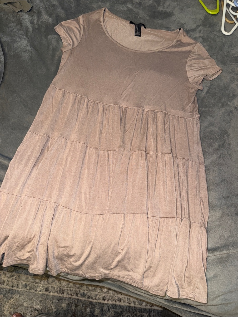 Forever 21 Tiered Short Sleeve Mini Dress - Blush
